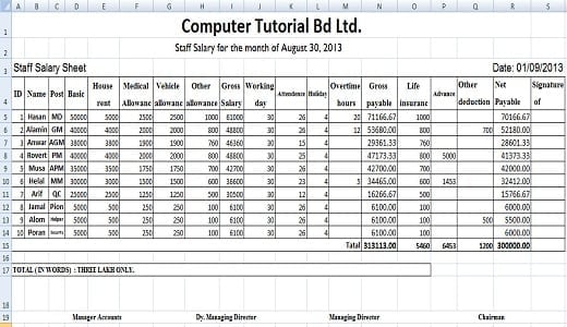 payroll sample template 794