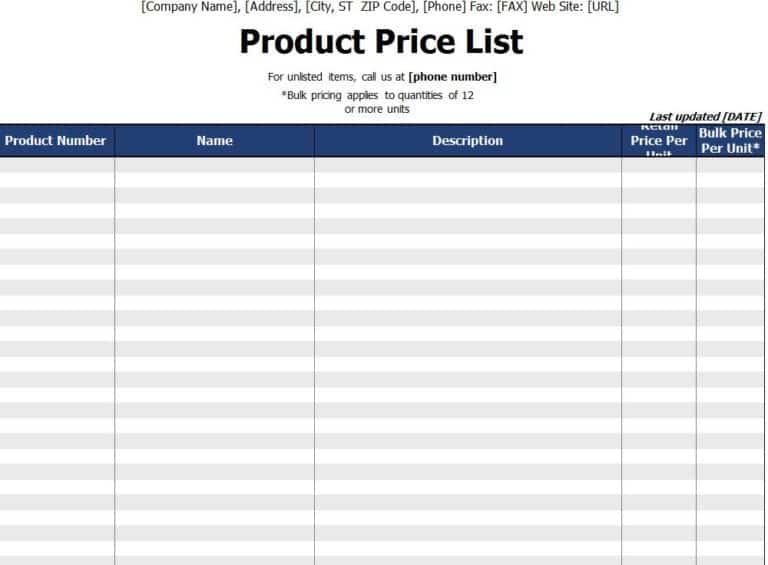 21+ Free Price List Template - Word Excel Formats