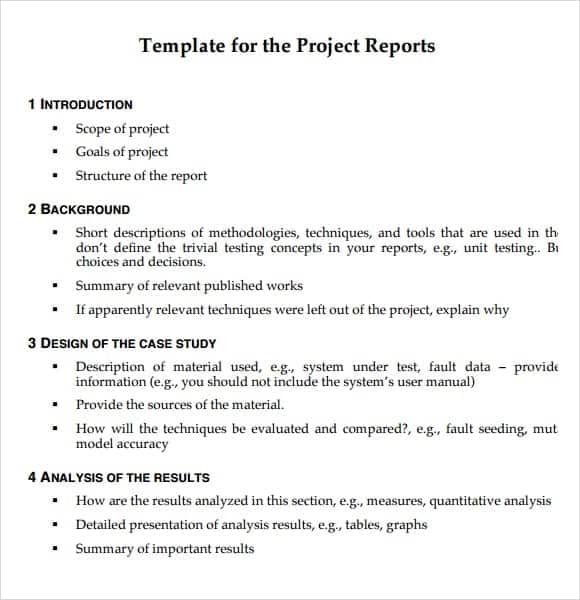 writing a project report template