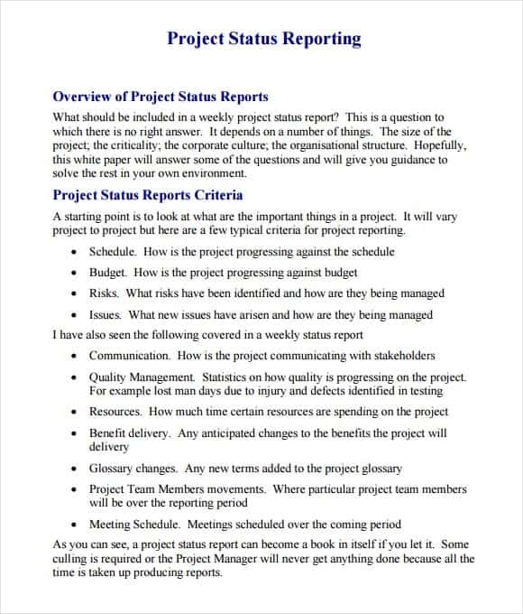 project report template word free download