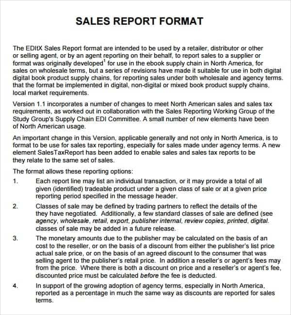 sales report sample 4961