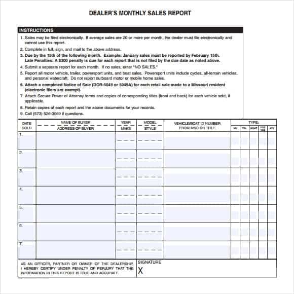 sales report sample 941