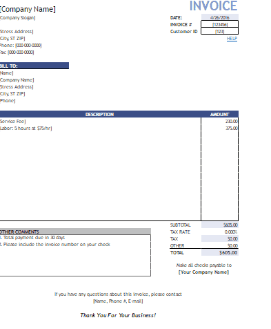 21+ Free Service Invoice Template - Word Excel Formats