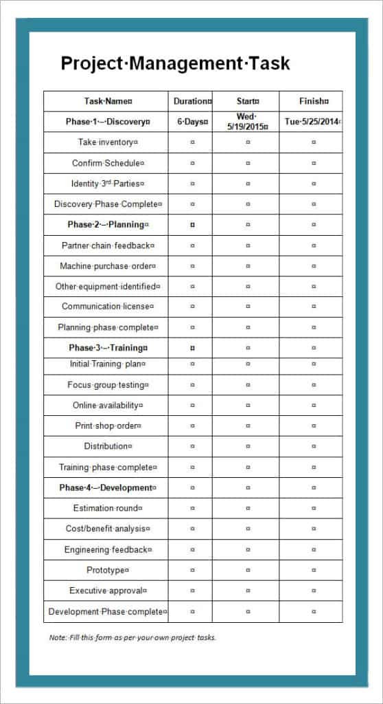 43 Free Task List Templates in Word Excel PDF