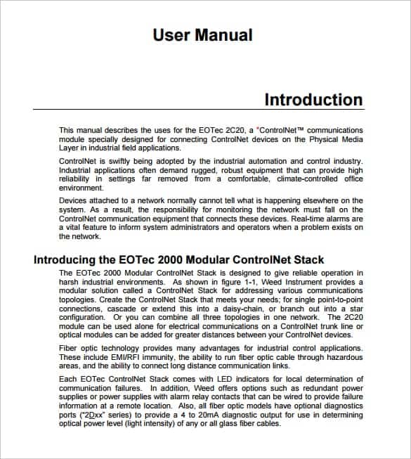 user manual sample 15.461