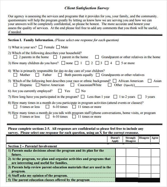 Satisfaction Survey sample 12.41