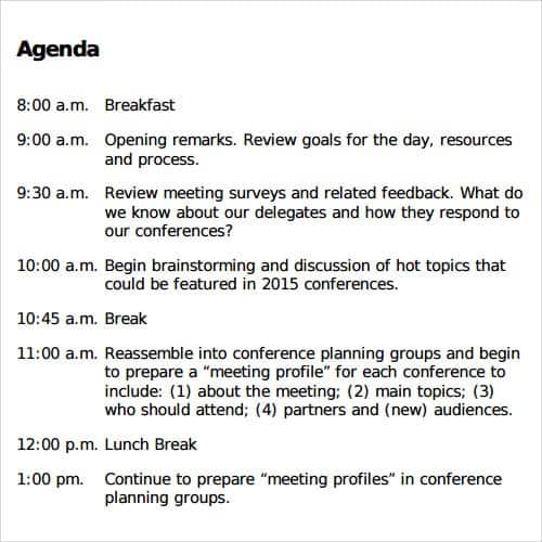 agenda sample 15.461