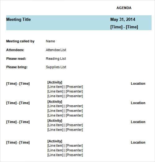 21+ Free Agenda Template - Word Excel Formats