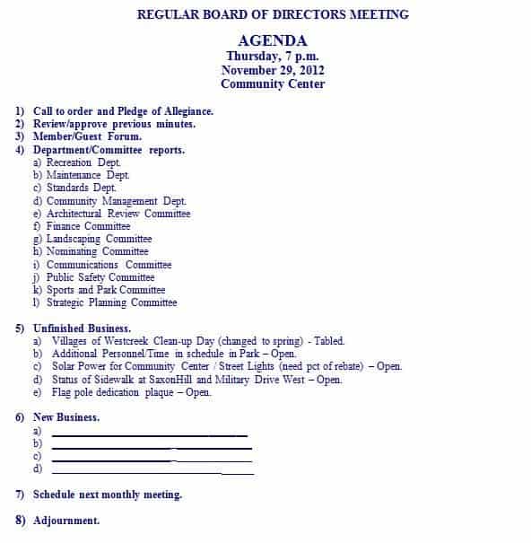 meeting agenda sample 2461