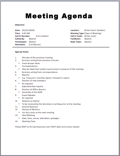 meeting agenda sample 594