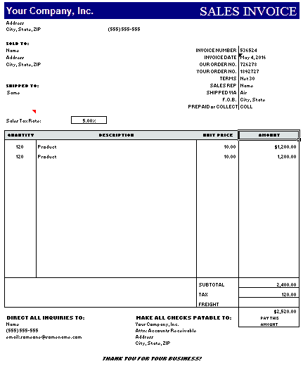 sales invoice template 1461