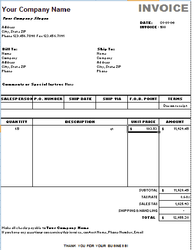 sales invoice template 2641