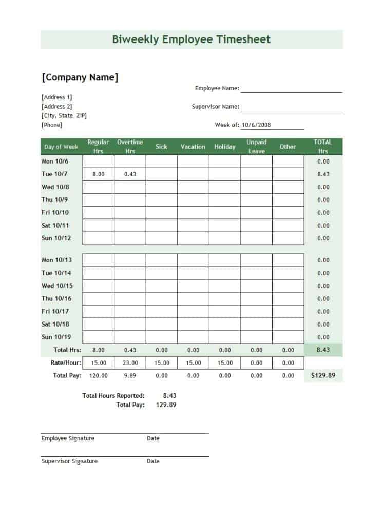 time sheet sample 741