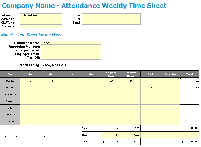 time sheet template 241