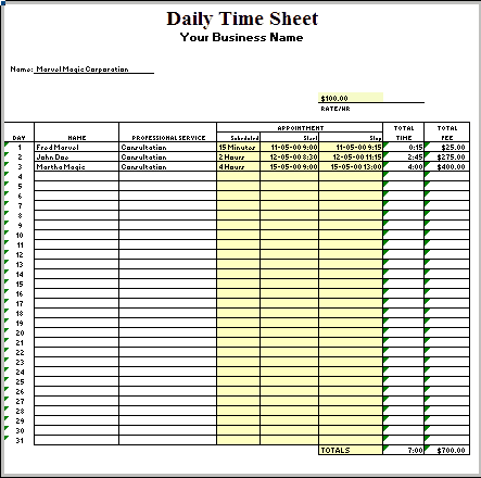 time sheet template 59461