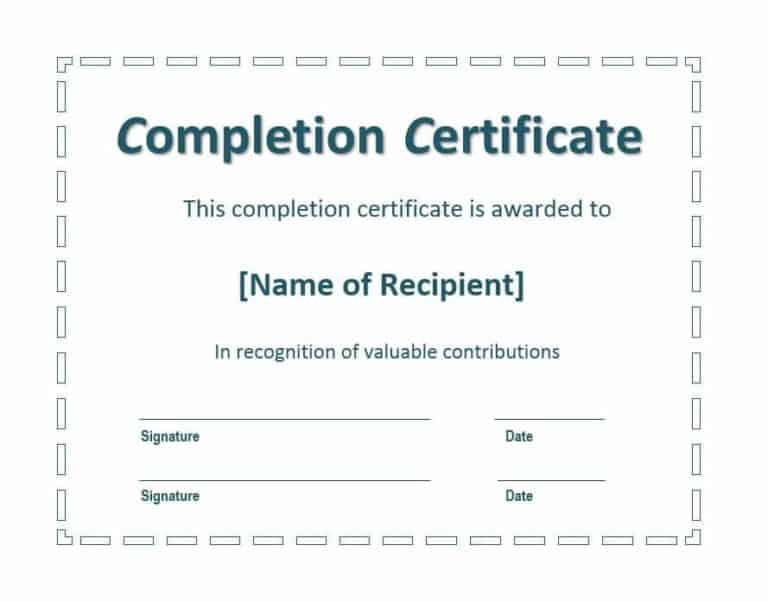 21+ Free 42+ Free Certificate of Completion Templates - Word Excel Formats