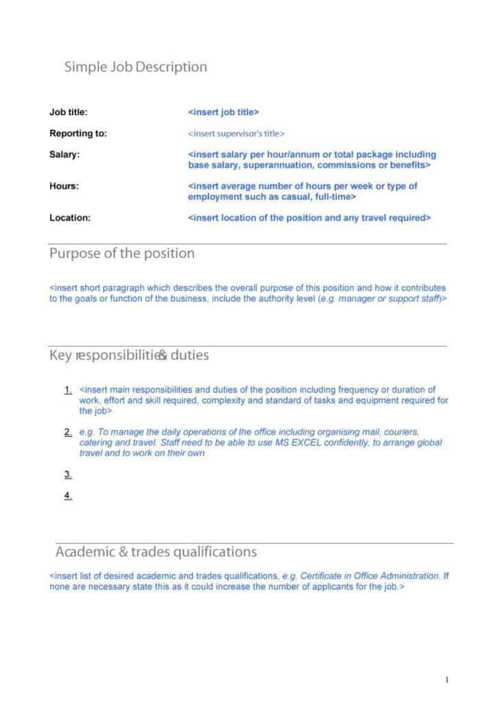 21 Free 19 Free Job Description Templates Word Excel Formats