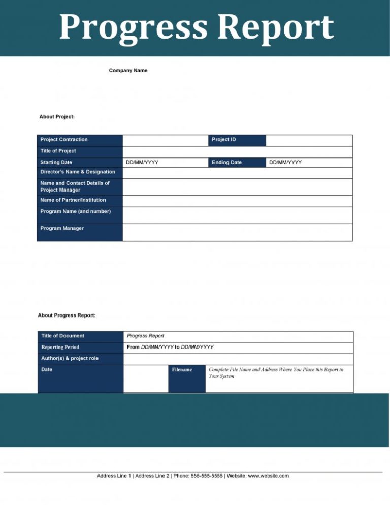 21 Free 11 Free Progress Report Templates Word Excel Formats