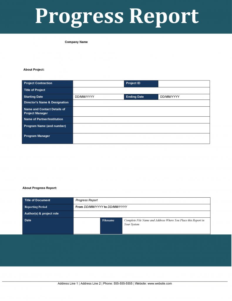 Company Progress Report Template Atlanticcityaquarium