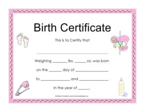 21+ Free 14+ Free Birth Certificate Templates - Word Excel Formats