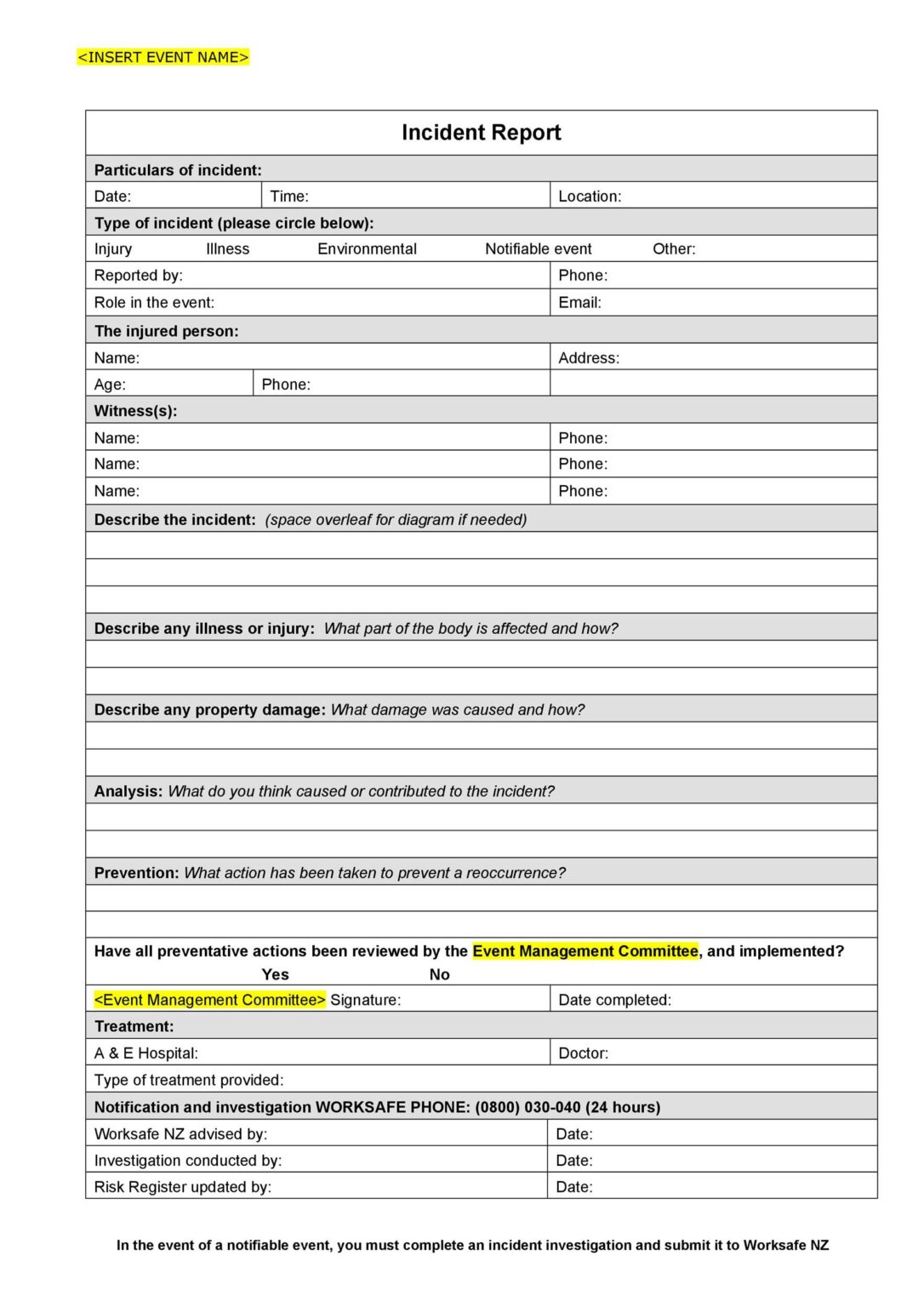 21+ Free 13+ Free Incident Report Templates - Word Excel Formats