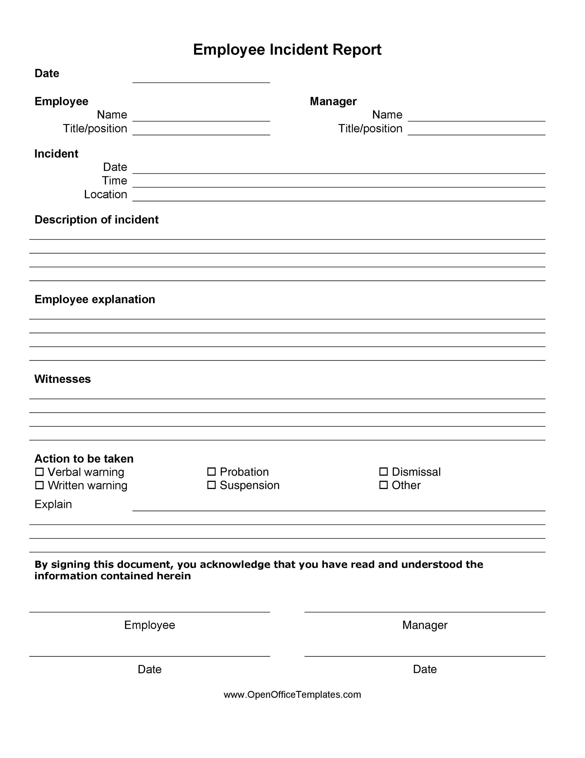 Free Employee Accident Report Template