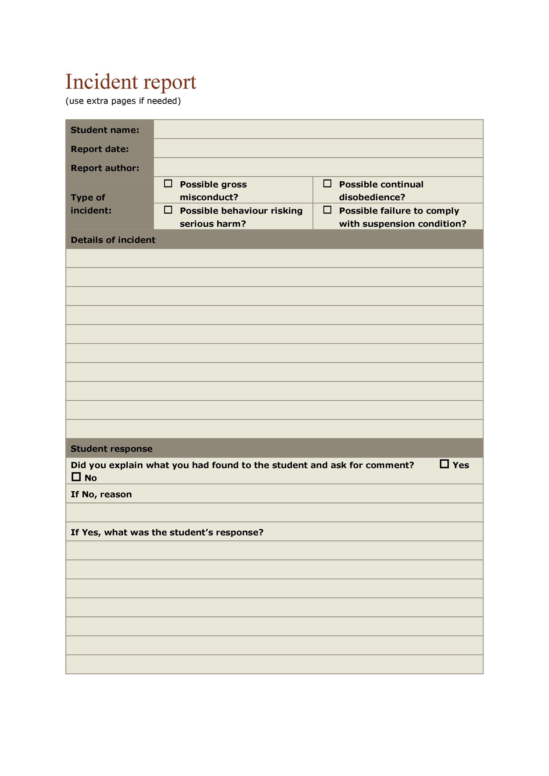 21 Free 13 Free Incident Report Templates Word Excel Formats